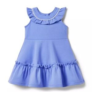 Janie and Jack Circle Trim Ruffle Ponte Dress Periwinkle Size 12-18 months
